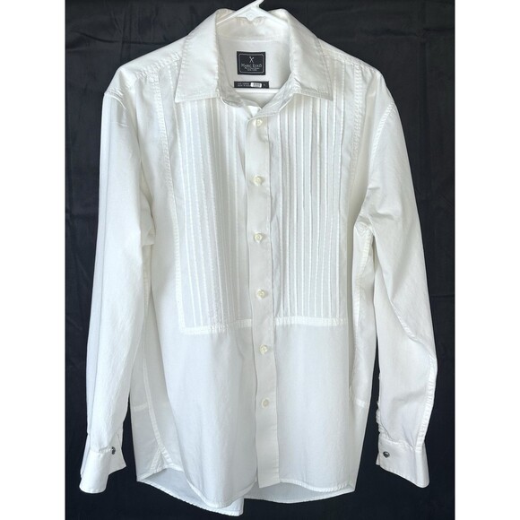 Marc Ecko No. 72 Time Square NY Mens Large Button DN Dress Shirt Skull Tuxedo - Picture 1 of 14